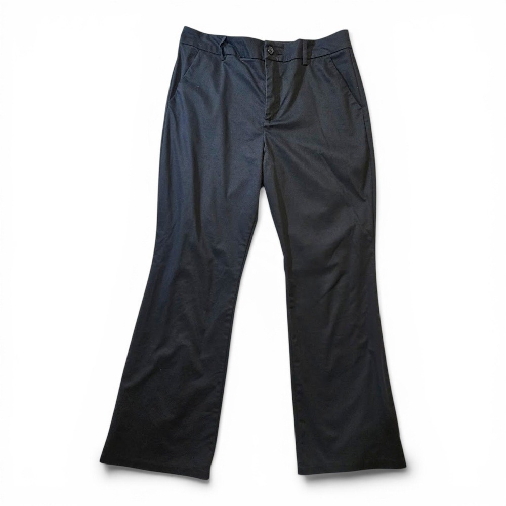 Lee Women Black Wrinkle Free Bootcut Chino Pants Cotton Blend Office 12 Medium‎